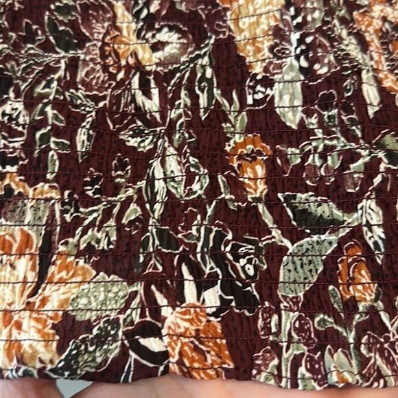 BB Dakota x Steve Madden Burgundy Floral Smocked Off-Shoulder Blouse Top Size M - Picture 7 of 9